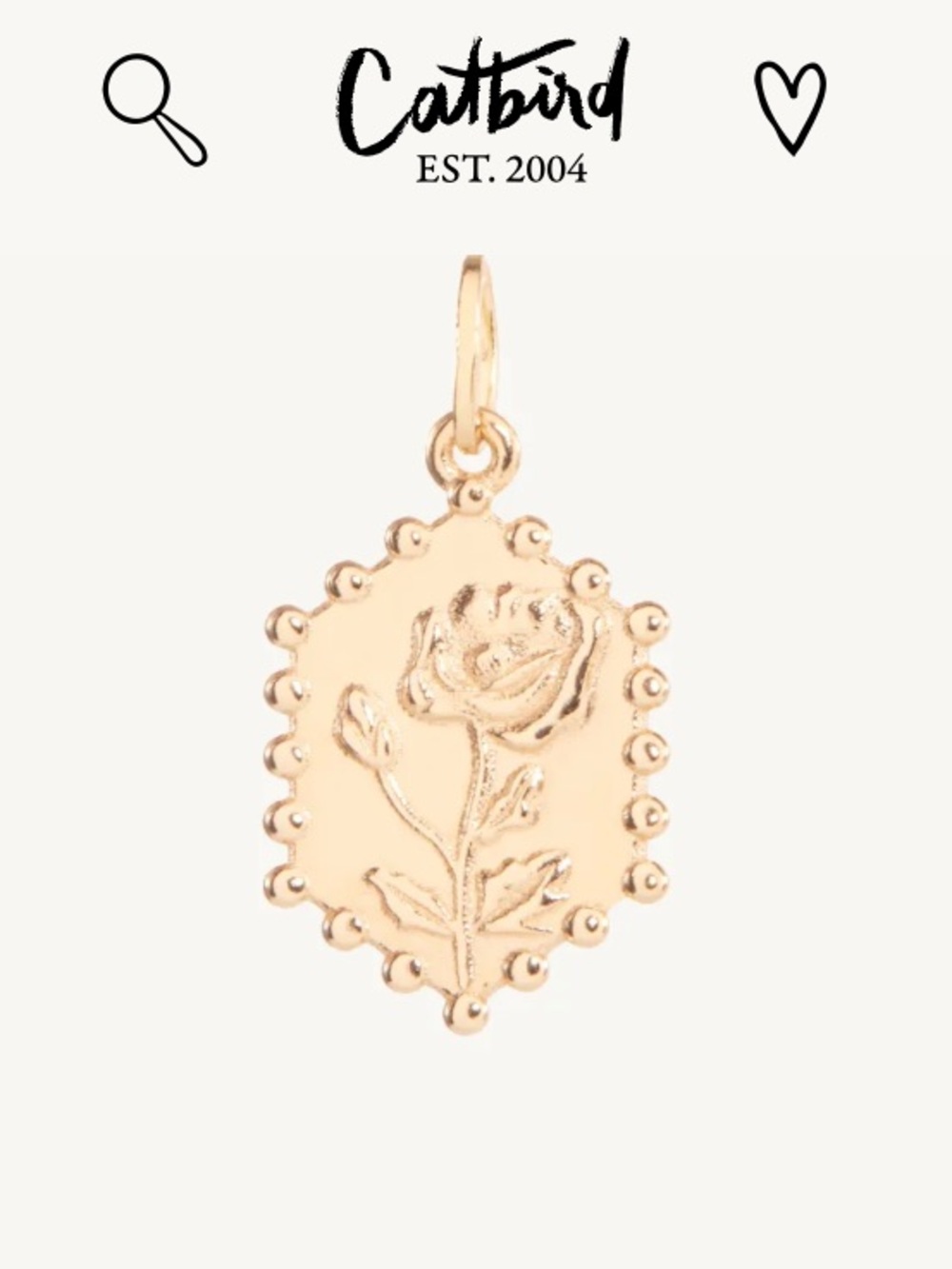 Catbird Flower Poem Charm 14K Yellow Gold Poppy flower charm